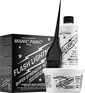 Manic Panic Flash Lightning Hair Bleach Kit - 30 Volume Cream Developer - Hair Lightener Kit for Light, Medium Or Dark Brown & Black Hair Color - Hair Bleach Powder Lifts Up To 5 Levels of Lightening