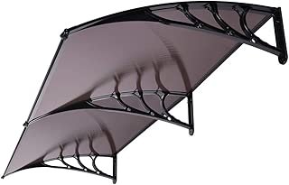 VIVOHOME Polycarbonate Window Door Awning Canopy Brown with Black Bracket 40 Inch x 80 Inch