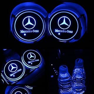 TaiFuMaoYi Led Car Cup Holder Mat Pad Waterproof Bottle Drinks Coaster Built-in Vibration Automatically Turn On at Dark Universal 7-Color Light 2-Packs(Mercedes-Benz)