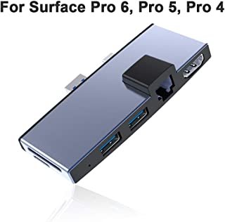 Surfacekit for Microsoft Surface Pro 6/ Surface Pro 5/ Surface Pro 4. Surface Pro Dock with Proprietary Interface - Ethernet LAN - HDMI (4K@30Hz) - 2 x USB 3.0 - SD/Micro SD Card Slot- Aluminum Shell