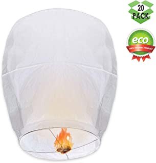 GOCHANGE Chinese Lanterns, 20 Pack Paper Lanterns - 100% Biodegradable, Eco-Friendly, Japaneses Lanterns for Weddings, Celebrations, Memorial Ceremonies, White Lanterns