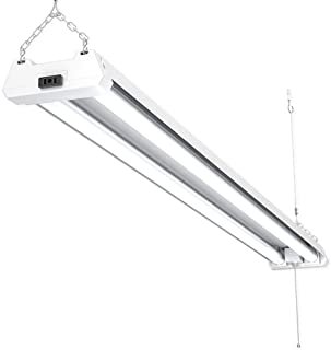 Sunco Lighting LED Utility Shop Light, 4 FT, Linkable Integrated Fixture, 40W=260W, 5000K Daylight, 4100 LM, Frosted Lens, Surface/Suspension Mount, Pull Chain, Garage - ETL, Energy Star