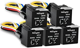 Nilight 50003R Automotive Set 5-Pin 30/40A 12V SPDT with Interlocking Relay Socket and Wiring Harness-5 Pack，2 Years Warranty