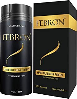 FEBRON Hair Building Fibers - Hair Loss Concealer For Thinning Hair - Giant 30gm Hair Powder Volumizing Based (Black)