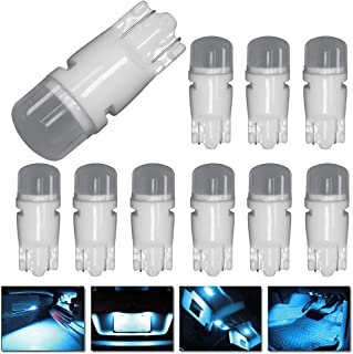 DODOFUN T10 Ceramics Interior Exterior Bright LED Light 168 175 194 2825 W5W Size Bulb Ice Blue Color (Pack of 10)