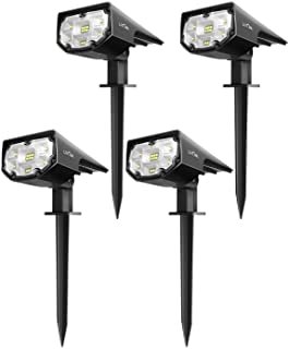 LITOM 12 LED Solar Landscape Spotlights, IP67 Waterproof Solar Powered Wall Lights 2-in-1 Wireless Outdoor Solar Landscaping Lights for Yard Garden Driveway Porch Walkway Pool Patio 4 Pack Cold White