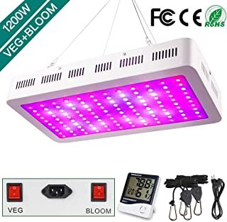 1200W LED Grow Light, WAKYME Adjustable Full Spectrum Double Switch Plant Light with Veg and Bloom Button and Powerful Heat Dissipation System for Indoor Plants Veg and Flower(120Pcs LEDs)