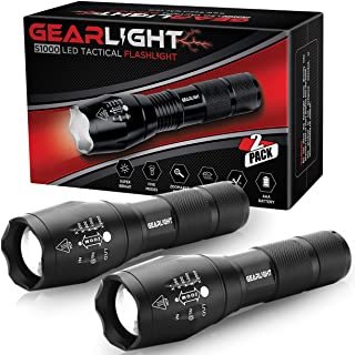 GearLight LED Tactical Flashlight S1000 [2 PACK] - High Lumen, Zoomable, 5 Modes, Water Resistant, Handheld Light - Best Camping, Outdoor, Emergency, Everyday Flashlights