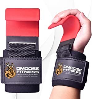 DMoose Fitness Weight Lifting Hooks Grip (Pair) - 8 mm Thick Padded Neoprene, Double Stitching, Non-Slip Resistant Coating – Secure Your Grip and Reach Your Goals with Premium Workout Hook Gloves