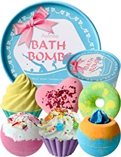 Aofmee Bath Bombs Gift Set, Handmade Lush Bubble and Floating Fizzies Spa Kit, Shea and Cocoa Dry Skin Moisturize, Birthday Valentines Mothers Day Anniversary Christmas Gifts for Women, Mom, Her, Kids