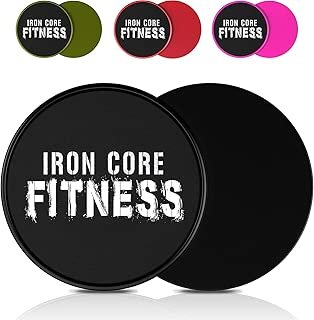 Iron Core Fitness 2 x Dual Sided Core Sliders Ultimate Core Trainer | Gym, Home Abdominal & Total Body Workout Equipment | for use on All Surfaces