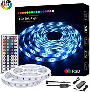 LED Strip Lights 32.8ft/10M,RGB 5050 LEDs Color Changing Full Kit, LED Rope Lights Flexible Tape Light Kit with 44 Keys RF Remote Controller and Power Supply, Mood Lighting Led Strips for Home Kitch