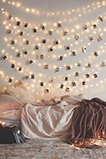 Photo Clip String Lights 17Ft - 50 LED Fairy String Lights with 50 Clear Clips for Hanging Pictures, Photo String Lights with Clips - Perfect Dorm Bedroom Wall Decor Wedding Decorations