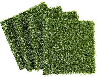 Juvale Synthetic Grass - 4-Pack Artificial Lawn, Fake Grass Patch, Pet Turf Garden, Pets, Outdoor Decor- Non-Slip Turf, Green, 12 x 0.25x 12 inches