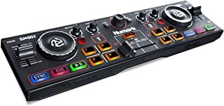 Numark DJ2GO2 | Ultra Portable Two Channel DJ Controller for Serato DJ Intro Featuring A Built In Audio Interface With Headphone Cueing, Pad Performance Controls, Crossfader and Jogwheel