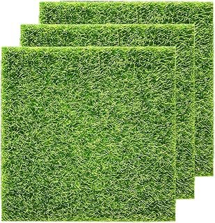 KisSealed Artificial Garden Grass, Life-Like Fairy Artificial Grass Lawn 12 x 12 Inches Miniature Ornament Garden Dollhouse DIY Grass (12 x 12 Inches 3 Packs)